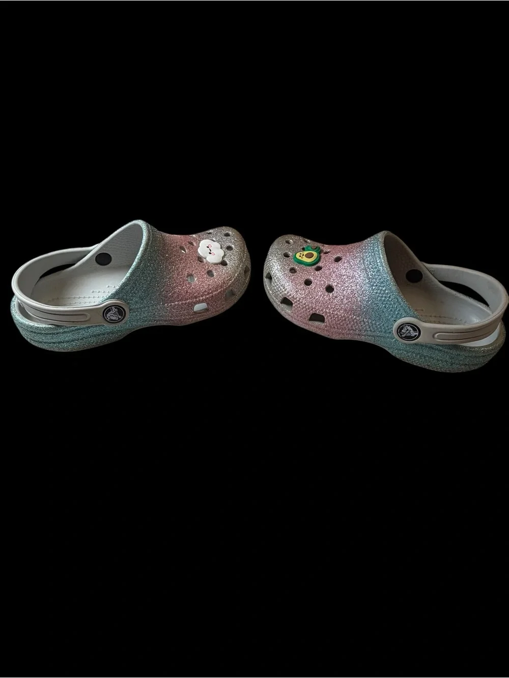 CROCS Kids Glitter Ombre Clogs - Pink Blue Silver